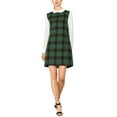 thumbnail image 2 of DARING DIVA Plaid Peter Pan Collar Long Sleeve Check Shift Dress S Green, 2 of 7