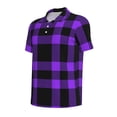 thumbnail image 2 of Xecao Purple Buffalo Plaid for Mens' Casual Short Sleeve Button-Down Polo Shirts for a Classic Golf Look, 2 of 9