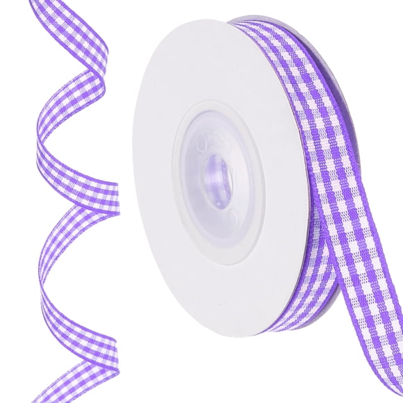 Uxcell 10 Yards x 0.4" Plaid Ribbon Purple and White Gingham Ribbon Gift Wrapping Ribbon for Christmas