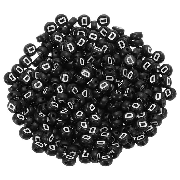 Uxcell Round Letter Beads, 300 Pcs Letter D Acrylic Alphabet Beads Black Beads White Letters for Jewelry Making Bracelets Making Necklaces DIY, White