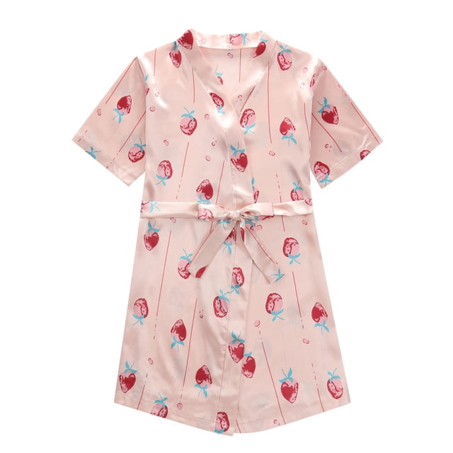 WEAIXIMIUNG Enfants Tout-Petits Bébés Filles Printemps Été Imprimé Manches Courtes Princesse Chemise de Nuit Robe de Nuit 3-4 Ans
