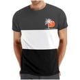 thumbnail image 1 of Chemises pour Hommes, T-Shirt à Manches Courtes Col Rond Patchwork Imprimé Entraînement Physique Sports, 1 of 4
