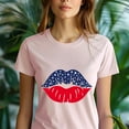 thumbnail image 5 of American Flag Lips T-Shirt, Patriotic Red White Blue Graphic Tee, Unisex Fit, Maroon, Size 3XL, 5 of 6