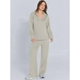 thumbnail image 6 of Women 2 Piece Outfits 2025 Fall Fashion Wide Leg Pants Lounge Set Leisure Travel Vacation Sweatsuits Light Khaki M, 6 of 7