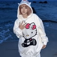 thumbnail image 4 of Sudadera con capucha y estampado de Hello Kitty de Sanrio, 100 % algodón, estilo chino chic, con cremallera y holgado, para mujer, 4 of 5