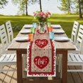 thumbnail image 4 of Table Runners 70 Inches Long Dress Scarves, Valentine's Day Farmhouse Coffee/Dining/Kitchen Table Decor, Holiday Table Runner, Red Love Heart Roses Romantic Vintage 13x70 Inch, 4 of 9