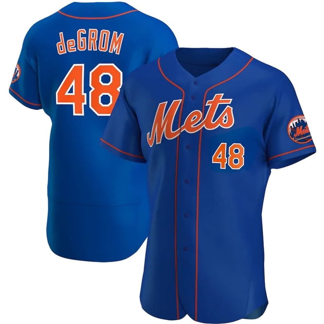 Nueva Camiseta De Béisbol Cardigan New York Mets Baseball #48 Degrom Summer Sportswear Elite Edition Blue-M(40)