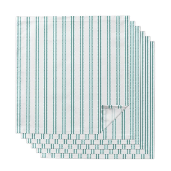 Cloth Napkins Set of 6 Teal Stripes Lines Cocktail Napkins Vertical Striped Washable Reusable Soft Dinner Table Napkins for Dinner Party Banquet Hotel Holiday Everyday Use 20x20 Inch