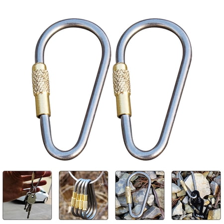 SOPOTUTU 2Pcs D-Shaped Carabiner Clips for Mountaineering and Hiking Adventures