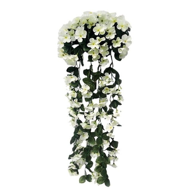 facefd Artificial Flower Garland Wall Hanging Simulation Floral Vine Home Office artificial Flower Rattan, White