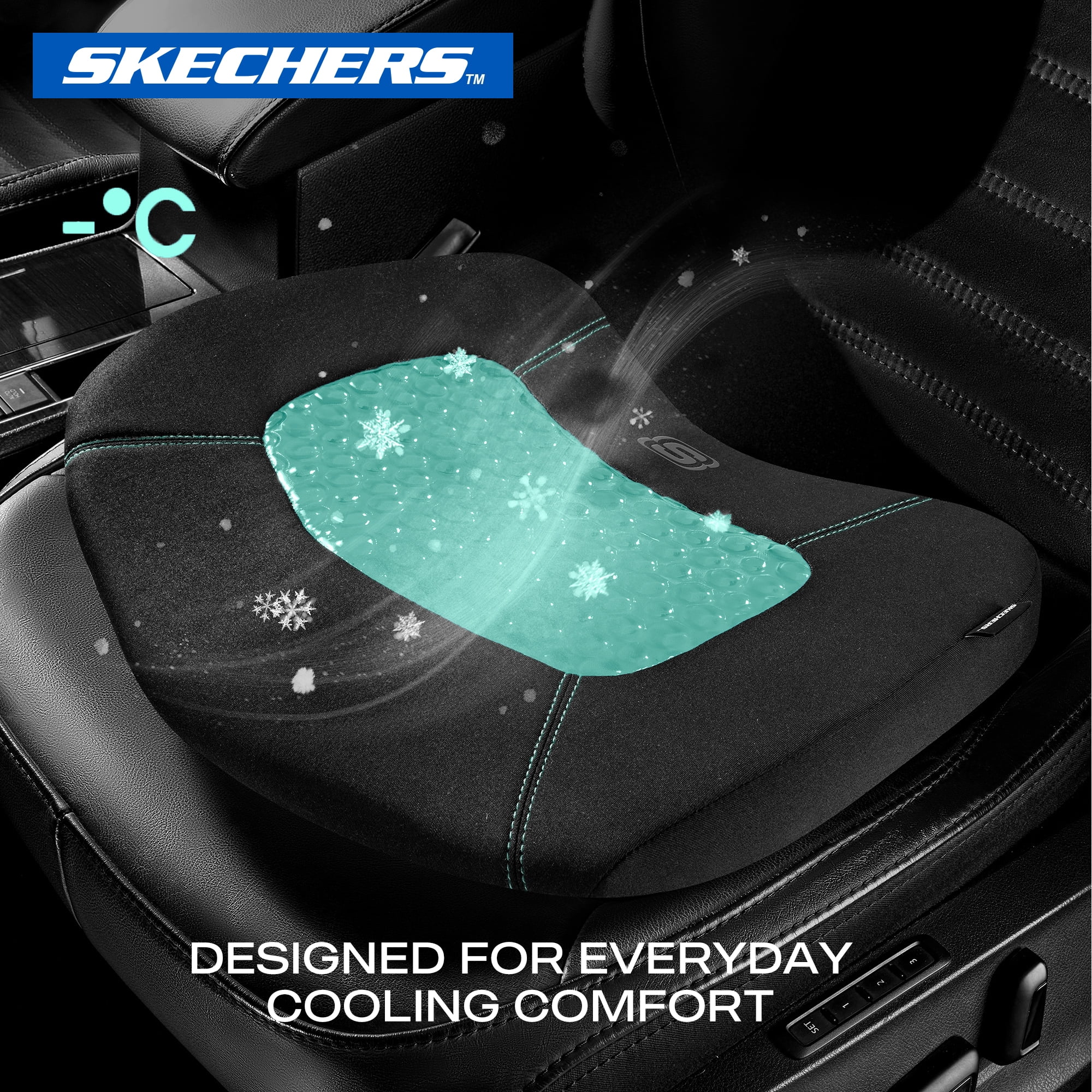 Skechers 1 Piece Gel Cooling Memory Foam Car Seat Cushion Teal - Universal Fit