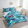thumbnail image 3 of Manfei Traditional Plane Bedding Comforter Set 7 Pieces, Blue Sky Queen Bedding Sets, Cartoon Aircraft Queen Sheet Sets, Microfiber Bedroom Decor, 3 of 8