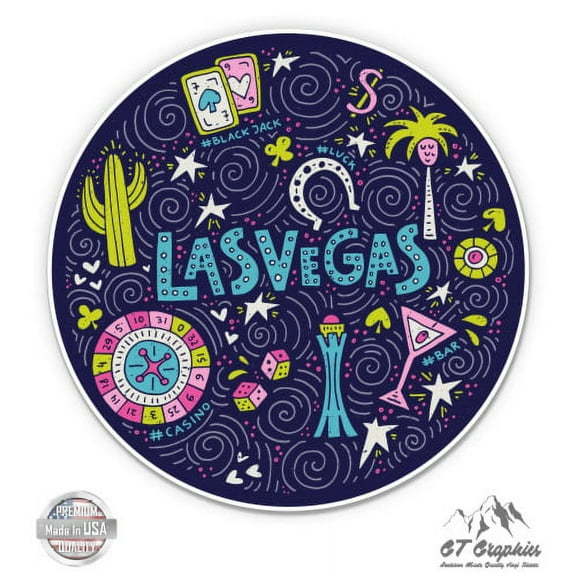 Las Vegas Casino Fun - 3" Vinyl Sticker - For Car Laptop I-Pad Phone Helmet Hard Hat - Waterproof Decal