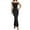 hwj# Black132, variant on Women Elegant Formal Prom Dresses Cross Spaghetti Strap Sleeveless Scoop Neck High Split Ruffles Backless Wedding Party Evening Ball Gown Satin Maxi Dress,Black,L