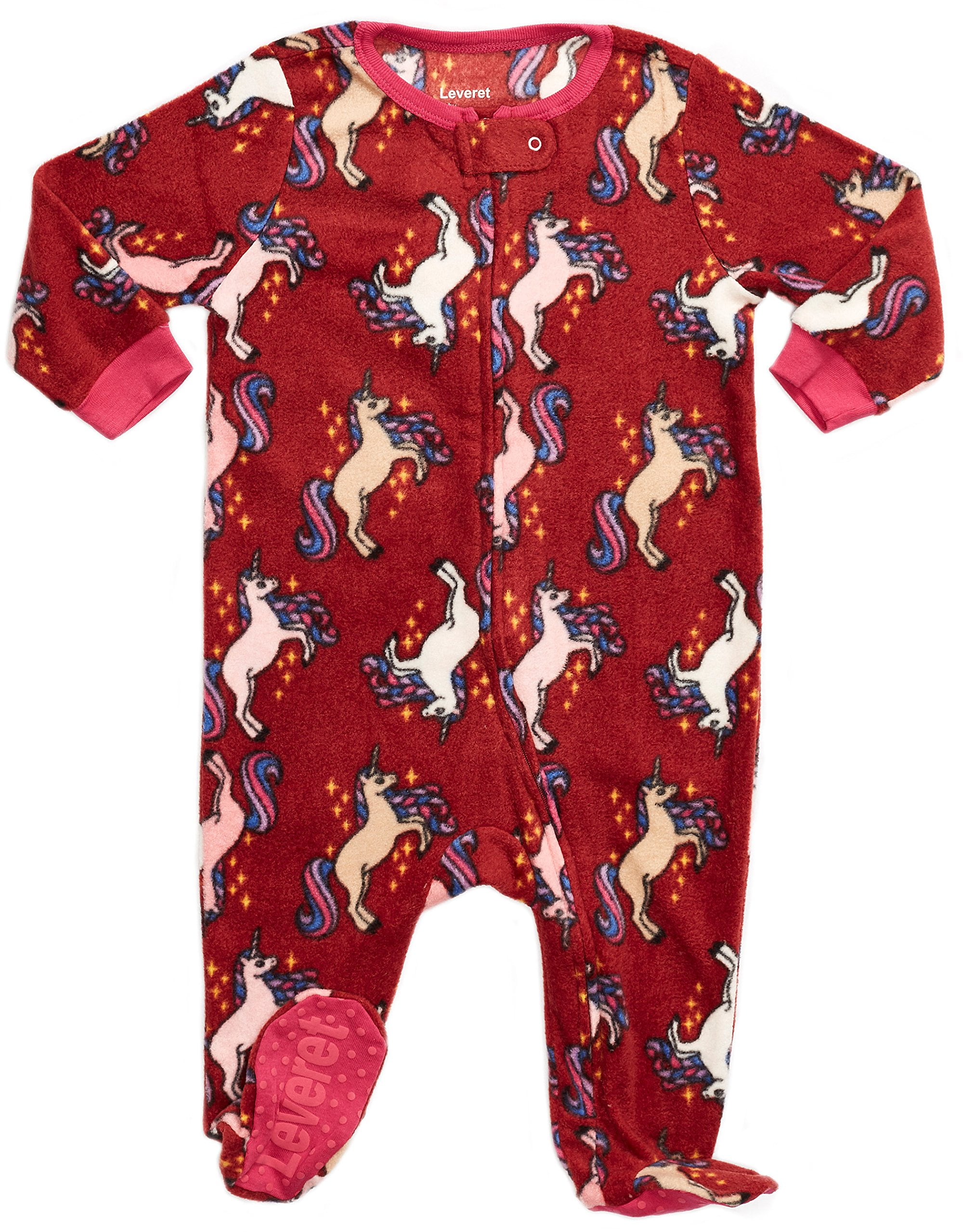 Leveret Leveret Fleece Baby Girls Footed Pajamas Sleeper Kids & Toddler Pajamas (3 Months5