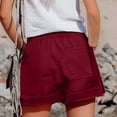 thumbnail image 4 of Bovemsi Womens Shorts Casual Summer Beach Fashion Drawstring Elastic Waist Solid Color Comfy Soft With Pockets Running Shorts, 4 of 5