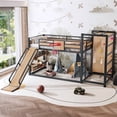 thumbnail image 5 of Bellemave Bunk Bed with Slide & Basketball Hoop, Twin over Twin Bunk Bed with Pull-up Rings and Climbing Wall, Metal Twin Size Loft Bed with Bookcase and Play Space, Yellow, 5 of 8
