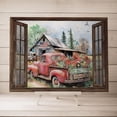 thumbnail image 5 of Red Truck and Farmhouse Barn Canvas Wall Art Christian Truck Country Painting Rustic Wall Decor Framed Posters Home for Living Room Bedroom Bathroom Decoration 12x16 inch, 5 of 6