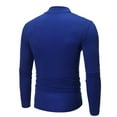 thumbnail image 4 of Mock Turtleneck Long Sleeve T-Shirt for Men Cotton Thermal Shirts Undershirt Base Layer Tops High Neck Johns Plus Size Blue M, 4 of 4
