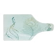 thumbnail image 2 of Peacock Cutting Board, Aesthetic First Nations Feather and Peacock Tail Traditional Design Print, Tempered Glass Cutting and Serving Board, Wine Bottle Shape, Mint Green Yellow, by Ambesonne, 2 of 5