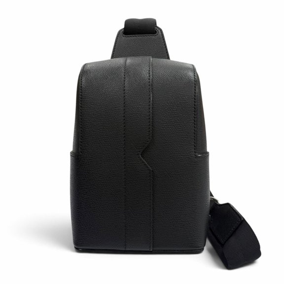 Pre-Owned Valextra Calfskin Leather V-Line One-Shoulder Backpack Mini Body Bag Black with...
