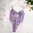 thumbnail image 4 of Qiaocaity Sexy Lingerie for Women, Nightwear Bodysuit Tops, Women's Sexy Mesh Metal Halter Slim-Fit Sexy Jumpsuit Purple M, 4 of 4