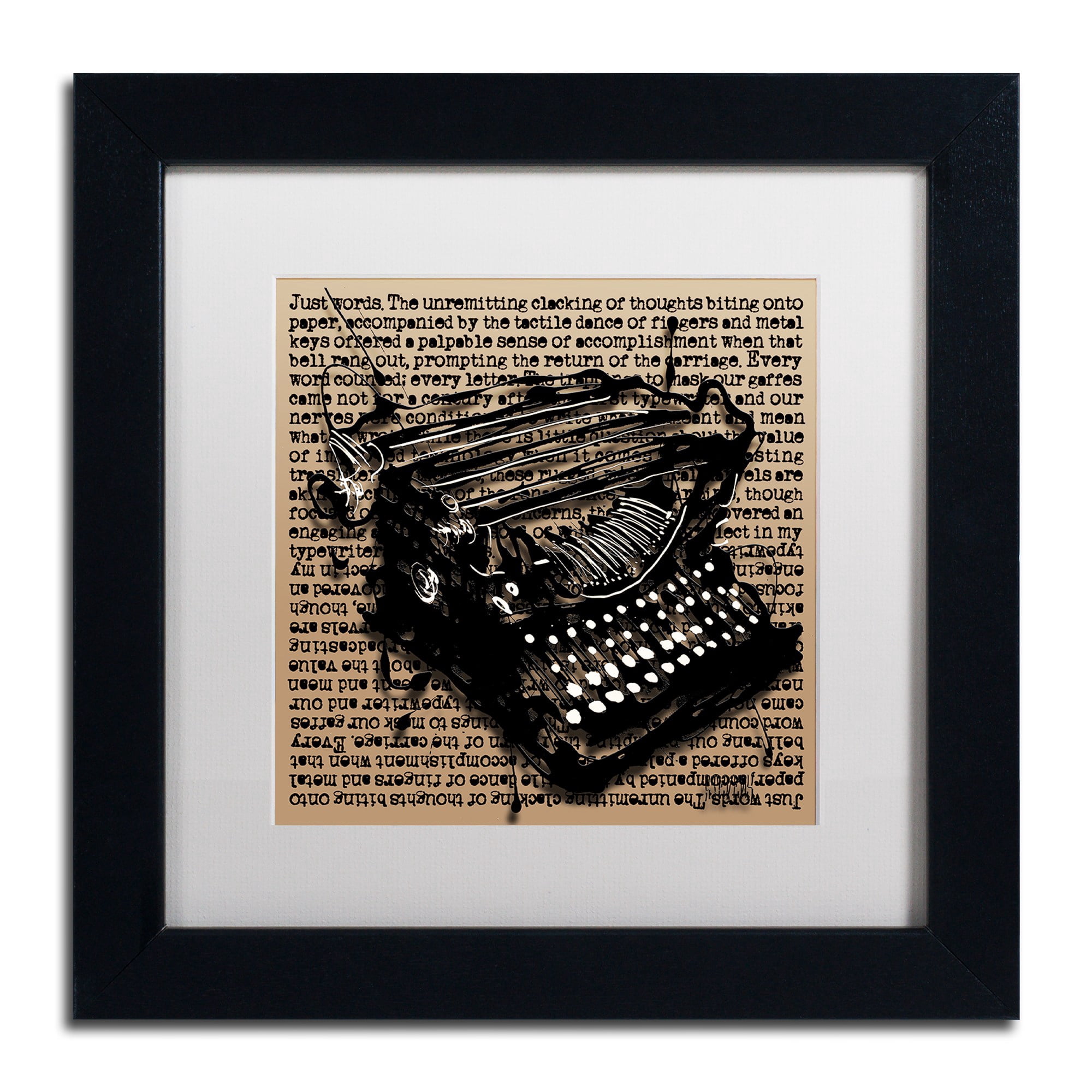 Trademark Fine Art "Three-Quarter Typewriter" Canvas Art by Roderick Stevens, White Matte, Black Frame