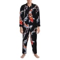 thumbnail image 3 of Naloa Tricolor Koi Fish Trio Men’s Pajamas Set - Long Sleeve Button Down Sleep Shirt and Pajama Bottoms Sleepwear Set-XX-Large, 3 of 7