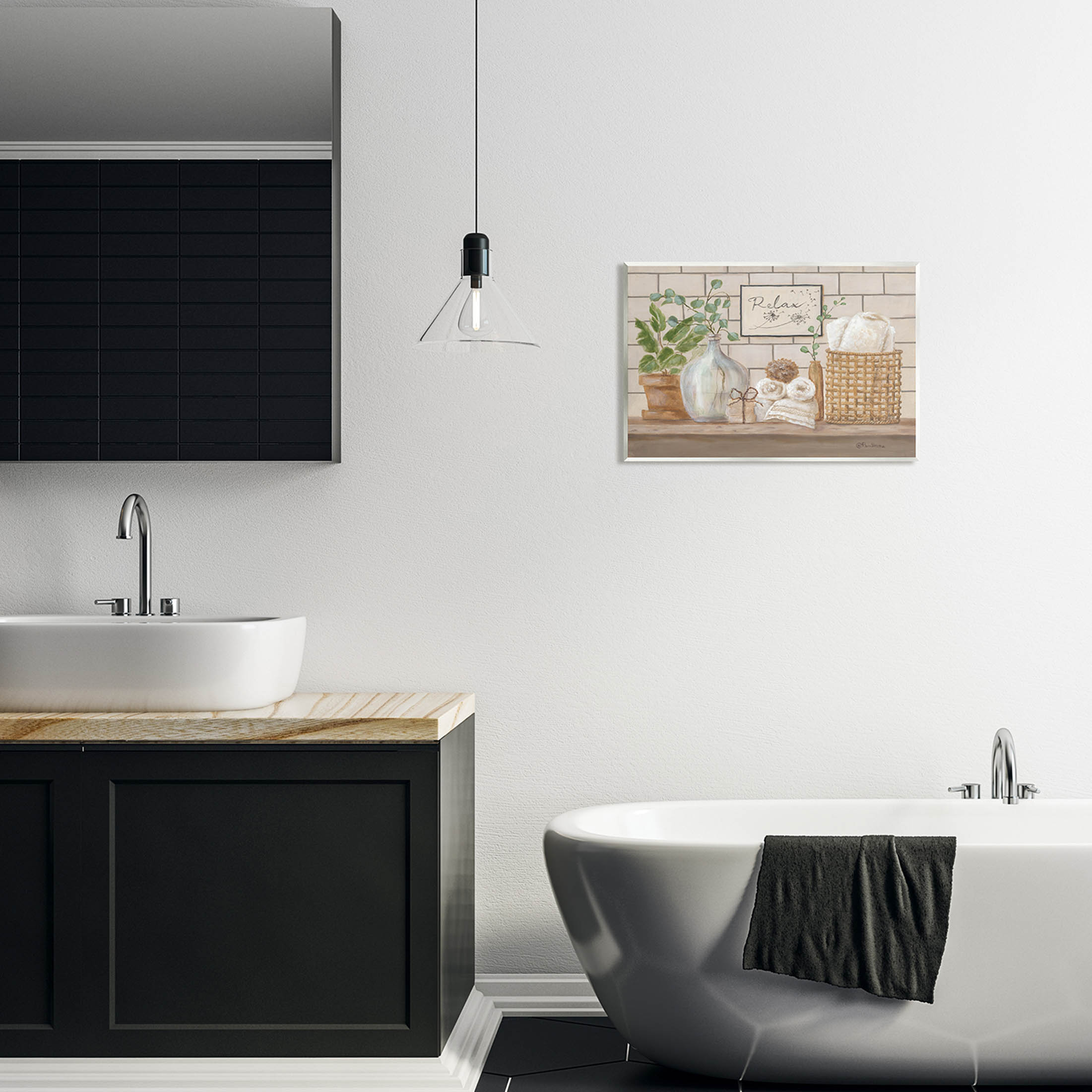 Stupell Industries Uplifting Bathroom Spa Relax Scene Painting Unframed Art Print Wall Art, Design by Pam Britton
