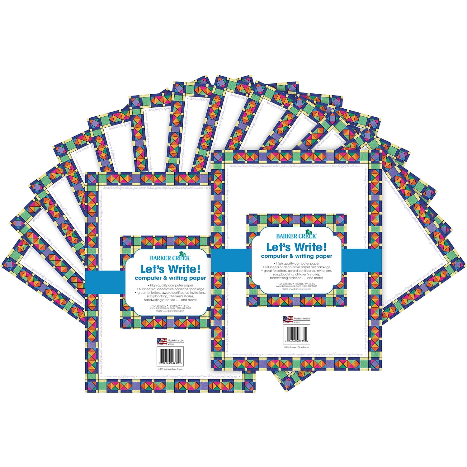 Barker Creek Stained Glass Computer Paper 100 Sheets/Set BC3620