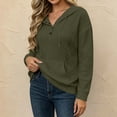thumbnail image 6 of DailyTrove Women Cable Knit Henley Hooded Sweatshirt With Kangaroo Pocket Long Sleeve Tops, 6 of 8