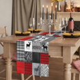 thumbnail image 2 of Red Grey Checkered Table Runner 90 Inches Long, Farmhouse Animals Tree Retro Cotton Linen Table Runners Dresser Scarves, Decorative Fabric Tabletop Scarf Furniture Cover for Home Dinner Party 13"x90", 2 of 9