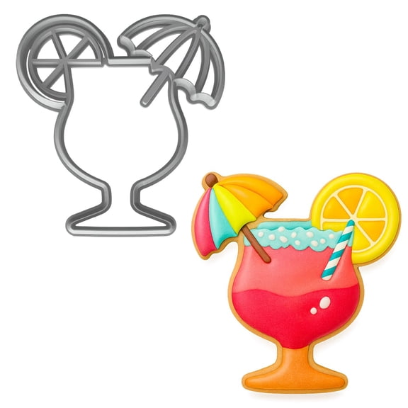 Tropical Cocktail Glass Cookie Cutter & Stamp 4x3.78" for Fondant Baking Clay