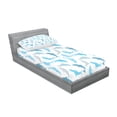thumbnail image 2 of Ambesonne Ocean Fitted Sheet & Pillow Sham Set, Jumping Dolphin, Twin, White Blue Grey, 2 of 2