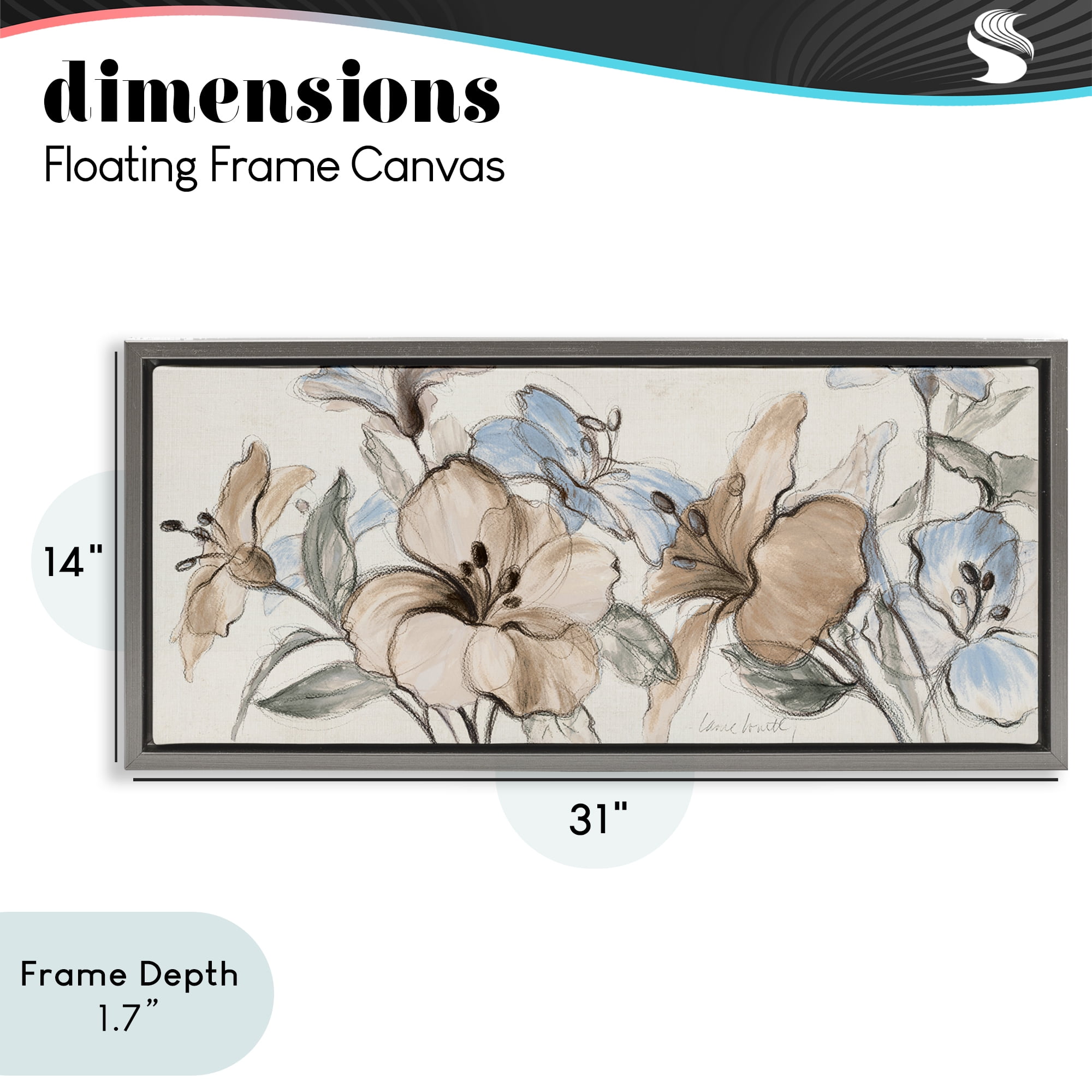 Stupell Industries Whispering Florals Neutral Gray Framed Floater Canvas Wall Art, design by Lanie Loreth