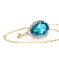 thumbnail image 4 of Galaxy Gold 14K Solid Yellow Gold 20" Necklace with Natural Diamonds and Pear-Shaped Blue Topaz, 14"-24" Sizes, December Birthstone, Symbol of Calm, 4 of 4