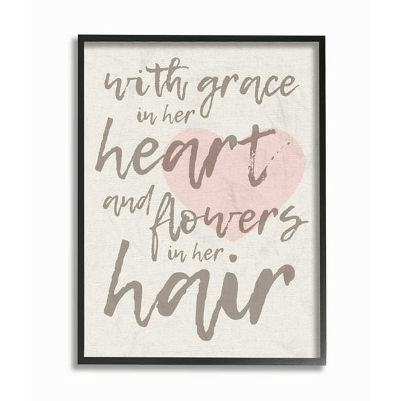 Stupell Grace In Her Heart and Flowers in Her Hair Oversized Framed Giclee Texturized Art, 16 x 1.5 x 20