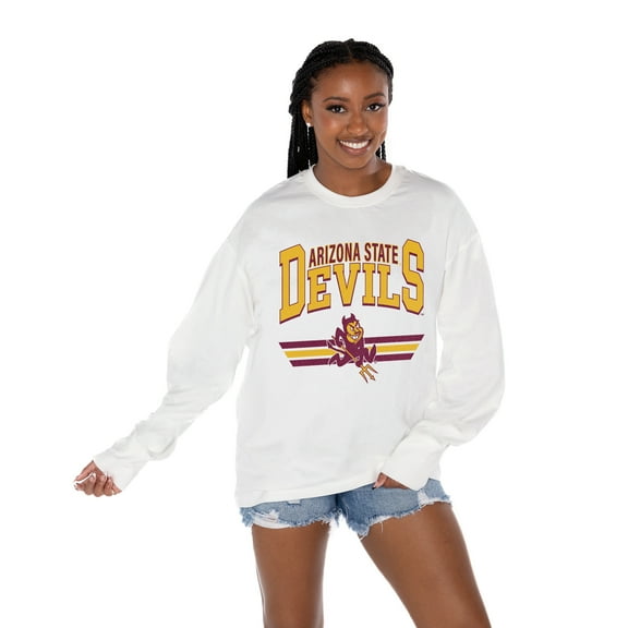 Women's Gameday Couture White Arizona State Sun Devils Oversized Swift Strike Long Sleeve T-Shirt