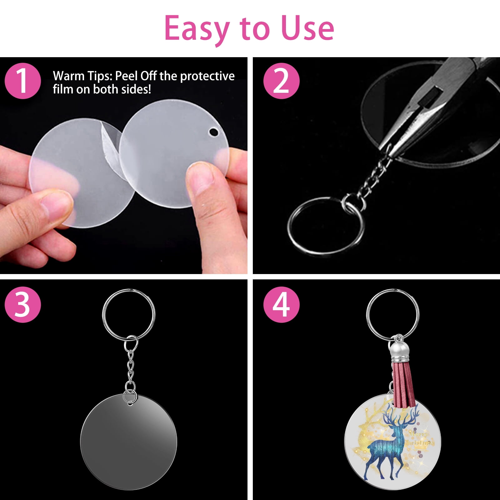CPDD Blank Keychain Sublimation Acrylic Blank Set, Can Be Used for Pet Tag,  Keychain, Bag Tassel Pendant, DIY Decoration Crafts Production (126 Pieces)  - - 