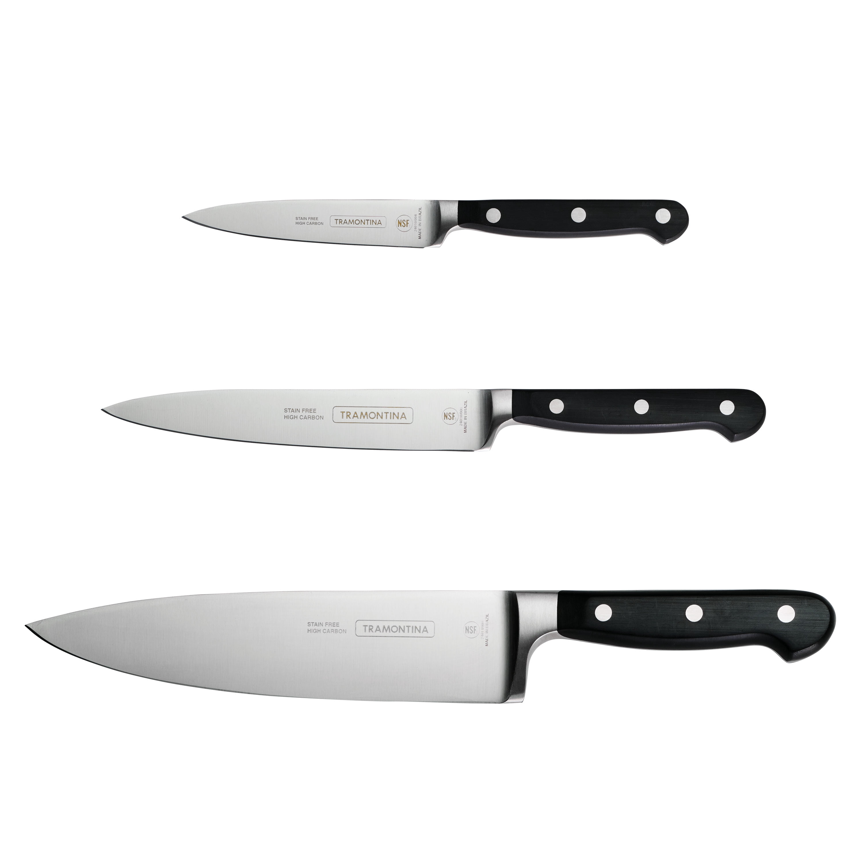 Tramontina Pro Series 3-Piece Cutlery Set – 8-inch Chef’s Knife, 6-inch Utility Knife, 4-inch Paring Knife