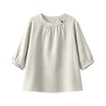thumbnail image 4 of Womens Cotton Linen T Shirts Elbow Length Sleeve Crew Neck Tops for Women Summer Lightweight Tshirts, 4 of 6