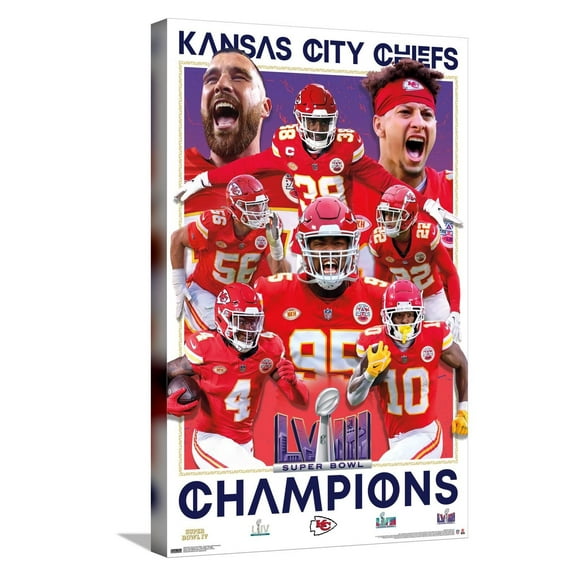 NFL Kansas City Chiefs - Super Bowl LVIII Champions Canvas Wall Poster, 14.725" x 22.375"