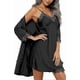 thumbnail image 2 of Women's Silk Satin Pajamas Set 5 Pcs Sleepwear Nightgown Cami Shorts Pj Set With Robe And Pant, 2 of 5