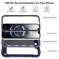 thumbnail image 5 of Case for Apple iPhone 17 Pro Max 6.9 Inch with Double ring Stand 360° rotating bracket PC+silicone, Heavy-Duty Military Grade Shockproof Phone Cover,Dark blue,For iPhone 17 Pro Max, 5 of 6