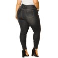 thumbnail image 3 of Unique Bargains Women's Plus Size Stretch Mid Rise Washed Skinny Jeans, 3 of 8