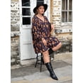 thumbnail image 7 of Women's Plus Size Floral V Neck Balloon Sleeve Dress 100% viscose Lightweight Flowing Fabric Perfect for Day Wear, 7 of 7