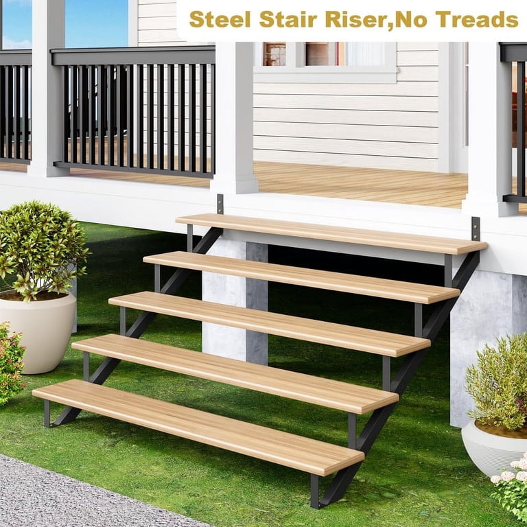 Steel Stair Stringers 2-Pack (7 Step) - Galvanized For Deck Height 57", Includes Hardware