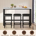 thumbnail image 3 of 4 Pieces Dining Table Set, Extra Long Bar Table Set with 3 Upholstered Stools, Kitchen Tables Set for Small Spaces, Breakfast Nook, Dining Room, Restaurant, White, 3 of 10