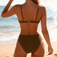 thumbnail image 5 of Pounoo Two Piece Swimsuits for Women Solid Color Ruched Front Bikini Set with Hardware Accents Quick Dry Fabric Seaside Vacation Outfits, 5 of 6