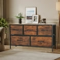 thumbnail image 2 of CL.HPAHKL Fabric Dresser for Bedroom with 5 Drawers, Wide Chest of Drawers Storage Organizer with Sturdy Metal Frame and Wooden Top for Closet, Living Room, Hallway, Entryway, Nature, 2 of 7